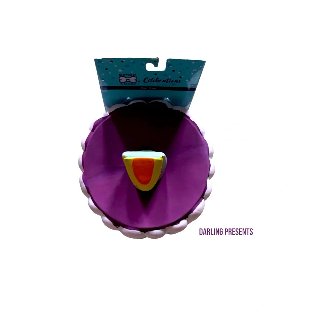 Button & Bones Celebration Dog Cake Toy Color Purple